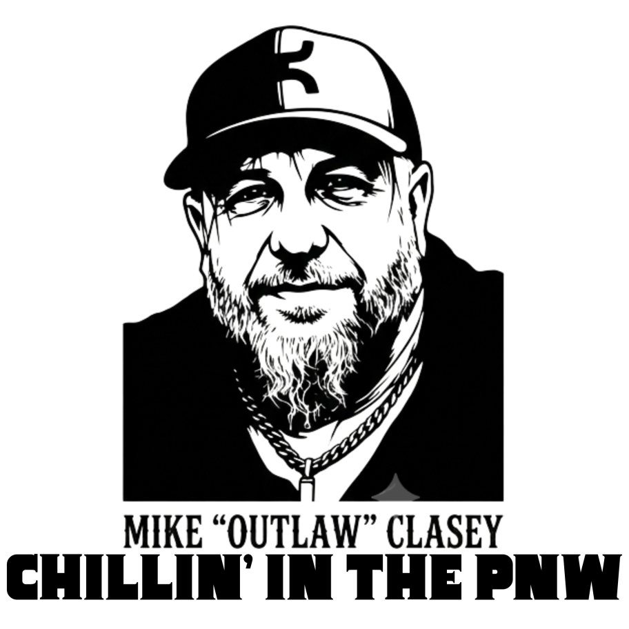 Chillin' In The PNW single cover art with an illustrated portrait of Mike Outlaw Clasey